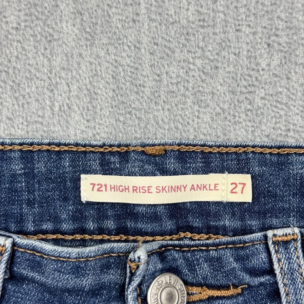 Levis Jeans Womens 27x26 Blue High Rise Stretch 721 Regular Skinny Ankle Cotton